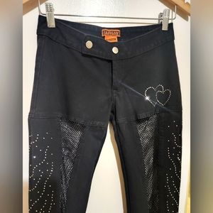 SASHAY sizeXL Black Fishnet & Rinestone Embellished Long Pants. Show Stoppers!!!